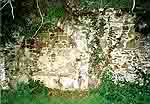 Des vestiges du mur de l'abbatiale vus de l'emplacement du clotre...